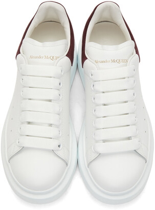 Alexander McQueen White & Burgundy Oversized Sneakers