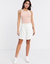 Thumbnail for your product : ASOS DESIGN denim high rise easy wide leg shorts in white