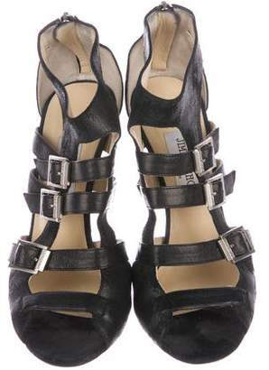 Jimmy Choo Suede Buckle Accent Sandals
