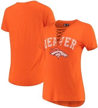 New Era Women's Orange Denver Broncos Athletic Lace-Up T-Shirt