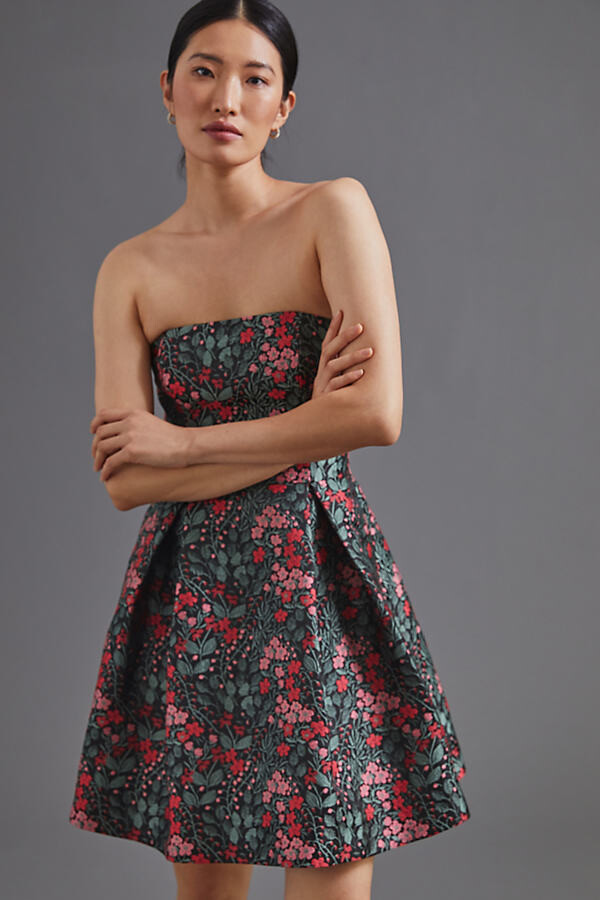 hutch green floral high low dress