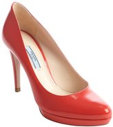 Thumbnail for your product : Prada red patent saffiano leather platform pumps