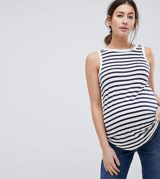 ASOS Maternity DESIGN Maternity Sleeveless Scoop Back Vest In Stripe