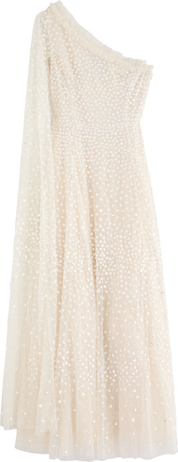 Needle & Thread Scatter Dot One-shoulder Sequin-embellished Gown