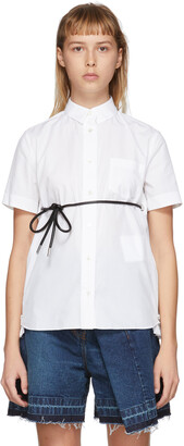Sacai White Poplin Belted Zip Shirt
