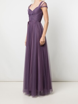 Marchesa Notte Bridal Short-Sleeve Floor-Length Gown