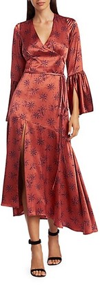Cinq à Sept Kasha Firecracker Print Asymmetric Silk Dress