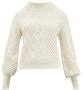 Thumbnail for your product : Frame Balloon-sleeve Aran-knit Wool-blend Sweater - Womens - Ivory