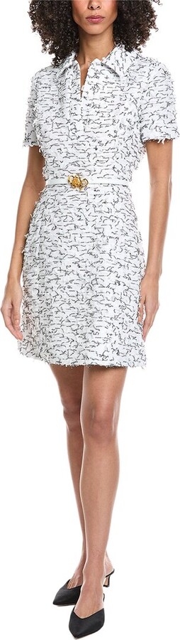Oscar de la Renta Eyelash Tweed Silk-Lined Shift Dress