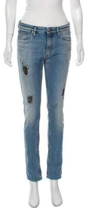 IRO Mid-Rise Distressed Jeans blue Mid-Rise Distressed Jeans