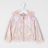 Thumbnail for your product : River Island Mini girls rose gold metallic hooded jacket