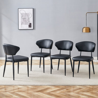 Black Minimalist Ergonomic Dining Chair, With A Curved Backrest For Comfortable Design,Unlocking A Comfortable And Minimalist New Sitting Posture. A P