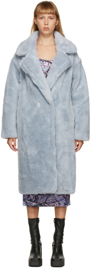 Yves Salomon Meteo Blue Wool Double-Breasted Coat - ShopStyle