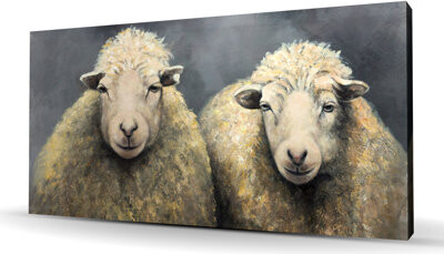 Lark Manor Wool Sheeps - Farm Animals Canvas for Home Decor | Rustic Art