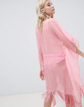 Pieces Beach Kaftan With Fringing