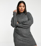 Thumbnail for your product : Vero Moda Curve high neck jumper dress in grey