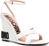 Thumbnail for your product : Moschino Logo 90mm Wedge-Heel Sandals