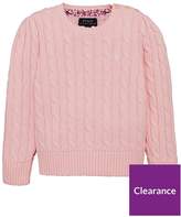 Thumbnail for your product : Ralph Lauren Girls Classic Cable Knit Jumper - Pink