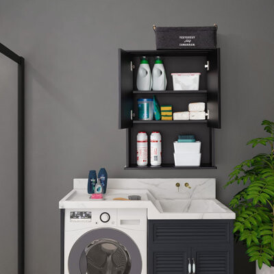 Hokku Designs Bathroom Wall Cabinet 23X29 Inch Wooden Bathroom Medicine Cabinet With 2 Doors And Adjustable Shelf, Wall Mounted Cabinet Over Toilet Storage Cabinet