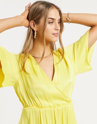 Y.A.S Roma short sleeve midi dress in yellow