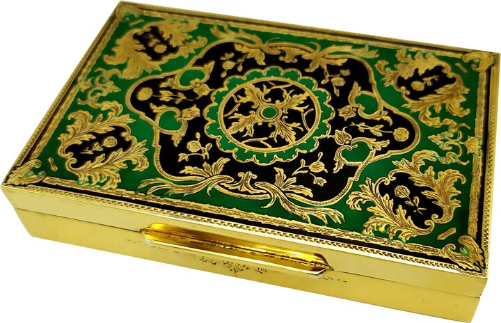 Table Box Baroque Style With Two-tone Fired Enamels Sterling Silver Salimbeni