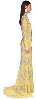 Ermanno Scervino Embellished Sheer Lace Long Dress