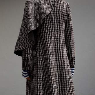 Burberry Sculptural Panel Houndstooth Wool A-line Coat