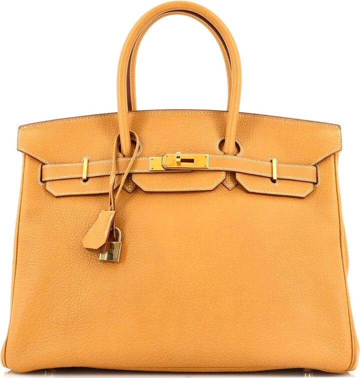 Hermes Birkin Handbag Natural Sable Fjord with Gold Hardware 35 - ShopStyle  Tote Bags