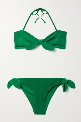 Zimmermann Teddy Cotton-blend Terry Bandeau Bikini - Green