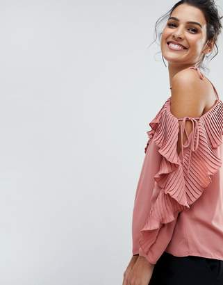 Lipsy Pleated Cold Shoulder Top