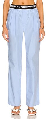 T by Alexander Wang Logo Pleated Pant in Blue