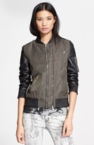 Thumbnail for your product : The Kooples Leather Sleeve Bomber Jacket