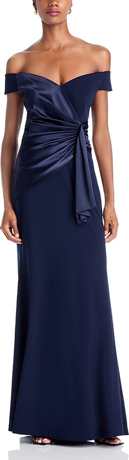 Eliza J Off-the-Shoulder Ruched Gown