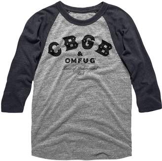 CBGB A&E Designs & OMFUG Logo Raglan Shirt, Black/Grey