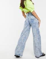 Thumbnail for your product : ASOS Design DESIGN Full length lightweight wide leg jeans in acid wash