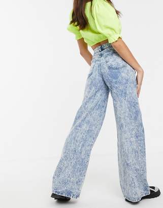 ASOS Design DESIGN Full length lightweight wide leg jeans in acid wash