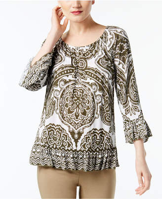 INC International Concepts Printed Peasant Top, Created for Macy's