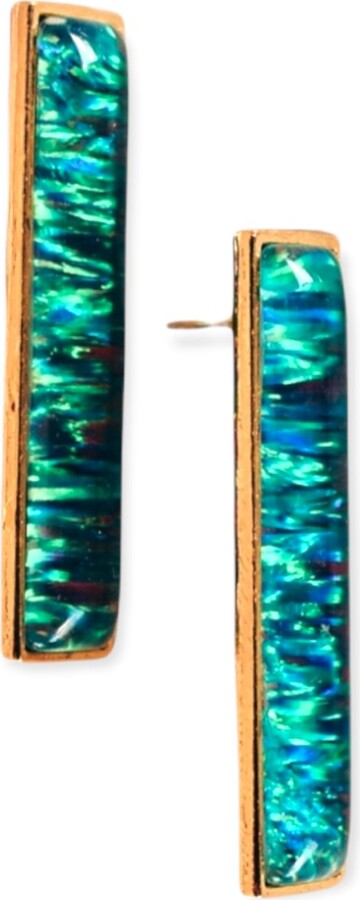 EUNOIA Jewels - Large Rectangular Statement Green Opal Drop Gold Earrings -  ShopStyle