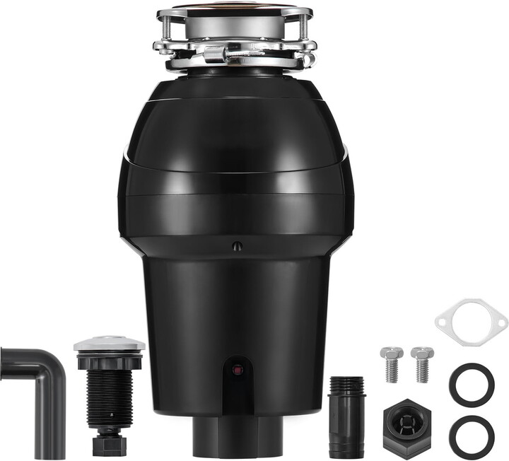 KFFKFF Garbage Disposal, 1.25HP 3360RPM Constant Operation Kitchen Scraps Grinder, Simple Connection Food Residue Grinding Mechanism with Noise Dampening, Electrical Cable & Spatter Shield