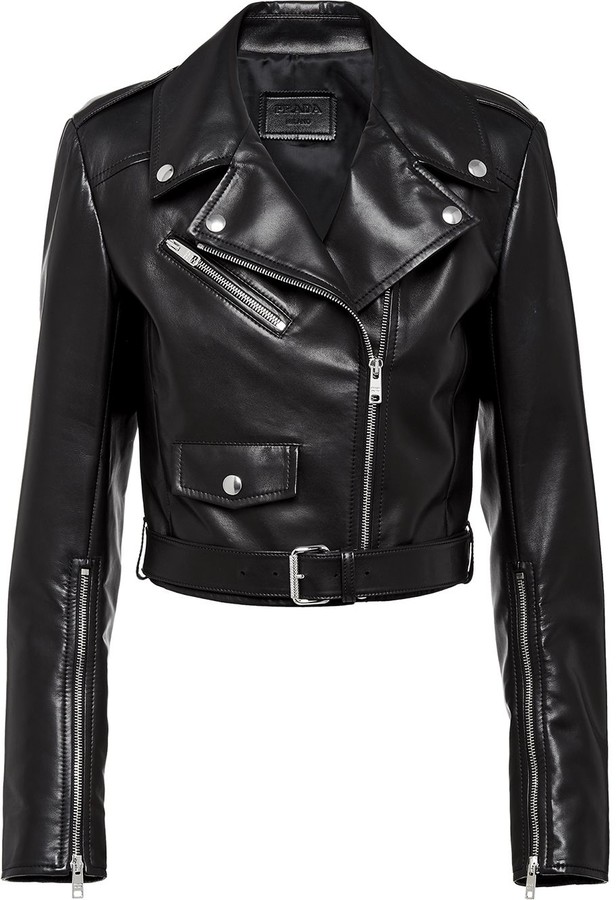 Prada Nappa leather biker jacket - ShopStyle