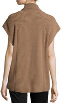 Thumbnail for your product : Lafayette 148 New York Cashmere-Blend Ribbed Cap-Sleeve Vest, Amaretto