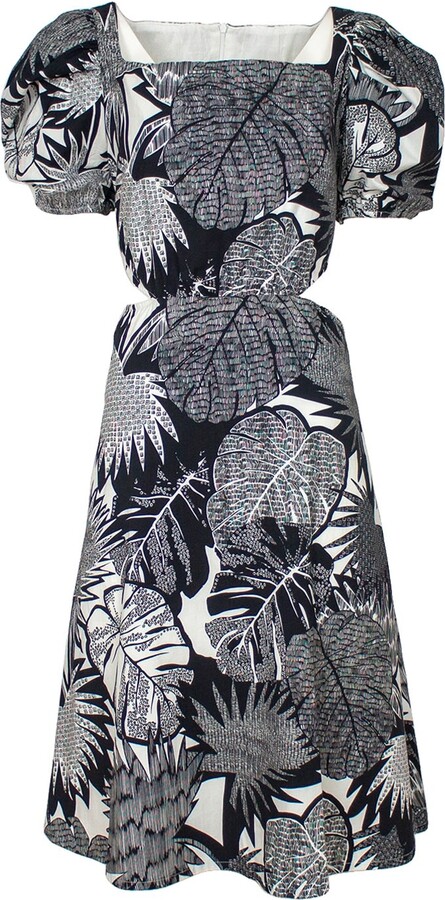 Lalipop Design Black & White Midi Dress With Side Cut-Outs