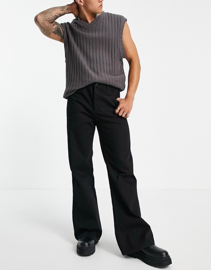 Topman flared jeans in black - ShopStyle