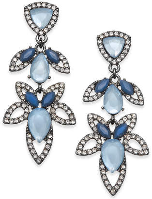 INC International Concepts Hematite-Tone Pavé & Blue Stone Openwork Drop Earrings, Created for Macy's