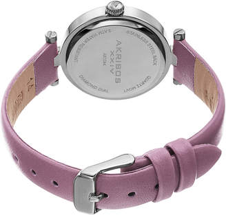 Akribos XXIV Women's Leather Diamond Watch