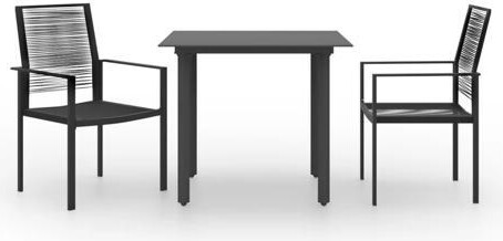 VidaXL Patio Dining Set 3 Piece Garden Outdoor Table and Chair Seat Furniture