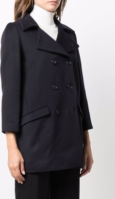 Blanca Vita Crop-Sleeve Double-Breasted Coat