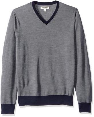 Goodthreads Amazon Brand Men's Lightweight Merino Wool V-Neck Micro Stripe Sweater