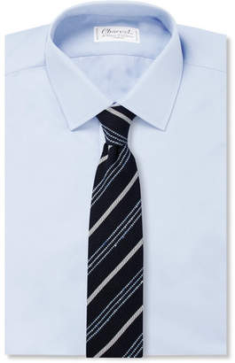 Drakes 8cm Striped Silk and Linen-Blend Tie
