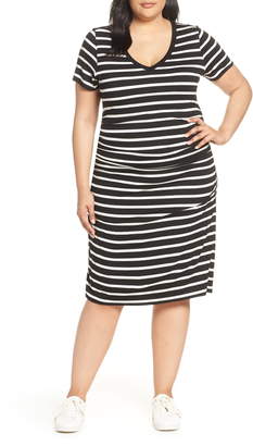 BP Stripe Ruched Body-Con Dress